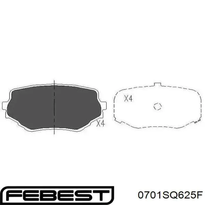 0701-SQ625F Febest pastillas de freno delanteras