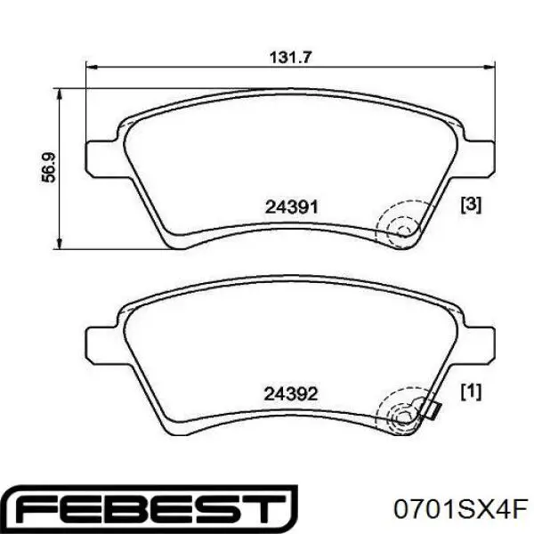 0701-SX4F Febest pastillas de freno delanteras