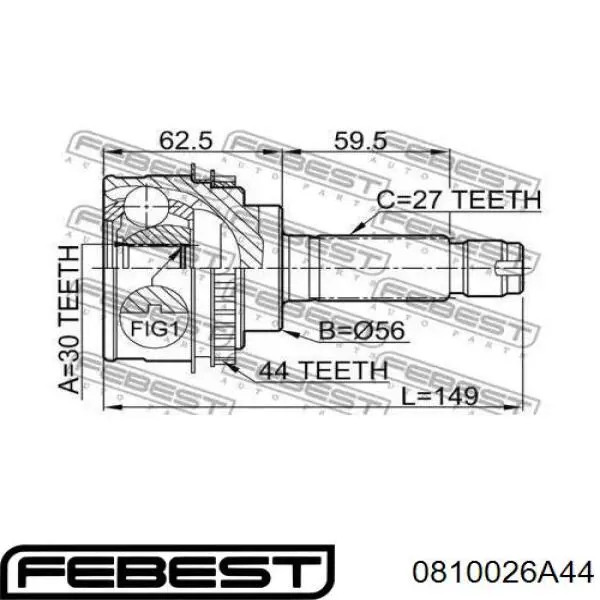 0810-026A44 Febest junta homocinética exterior delantera