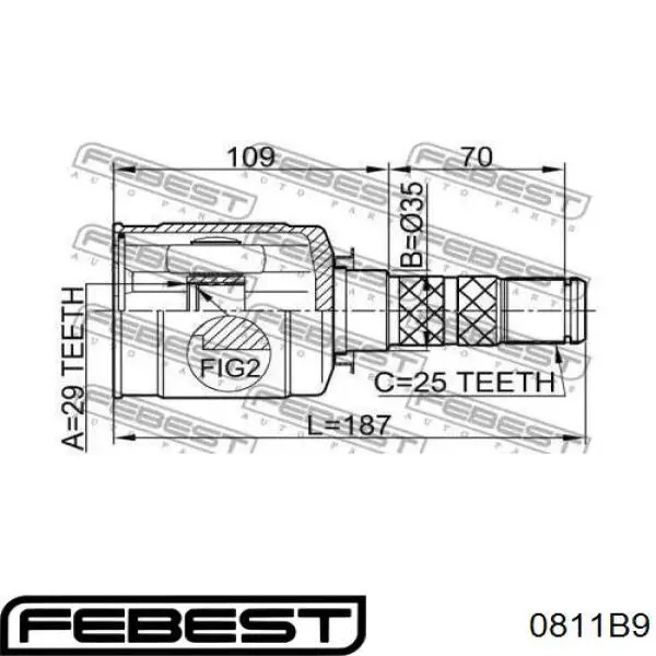 0811-B9 Febest junta homocinética interior delantera