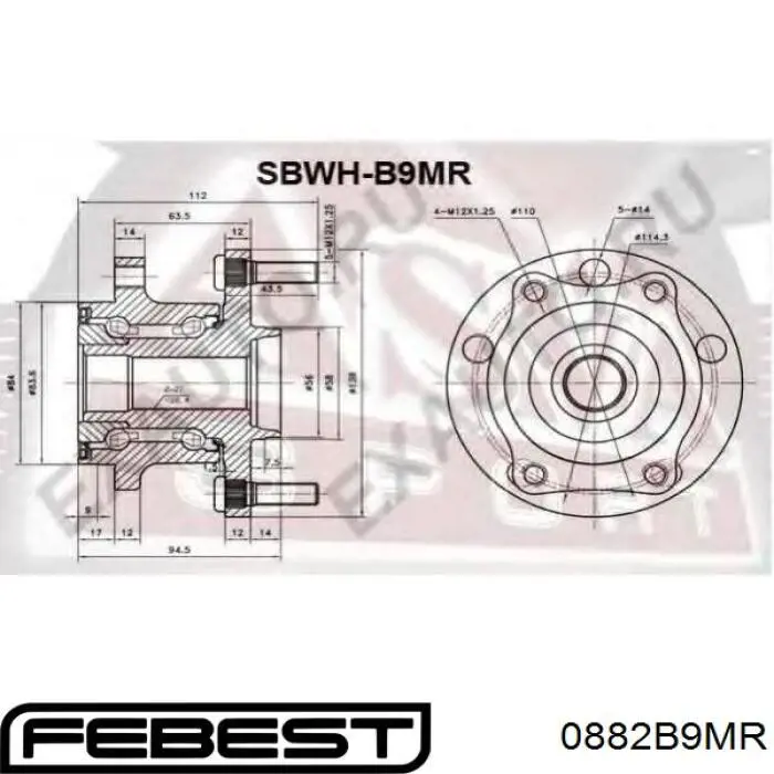 0882-B9MR Febest cubo de rueda trasero