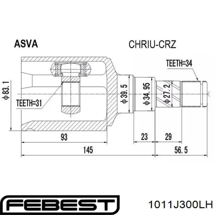  Junta homocinética interior delantera izquierda para Chevrolet Cruze J300