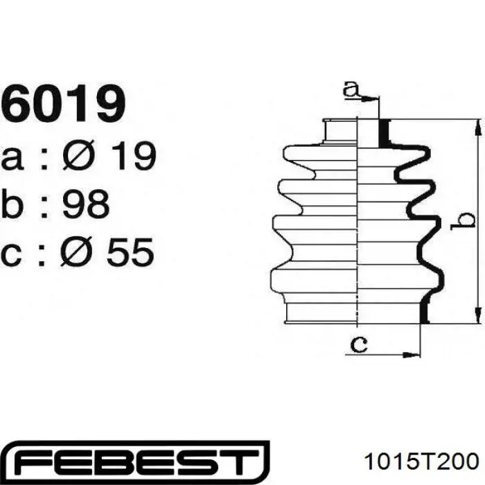 1015T200 Febest fuelle, árbol de transmisión delantero interior