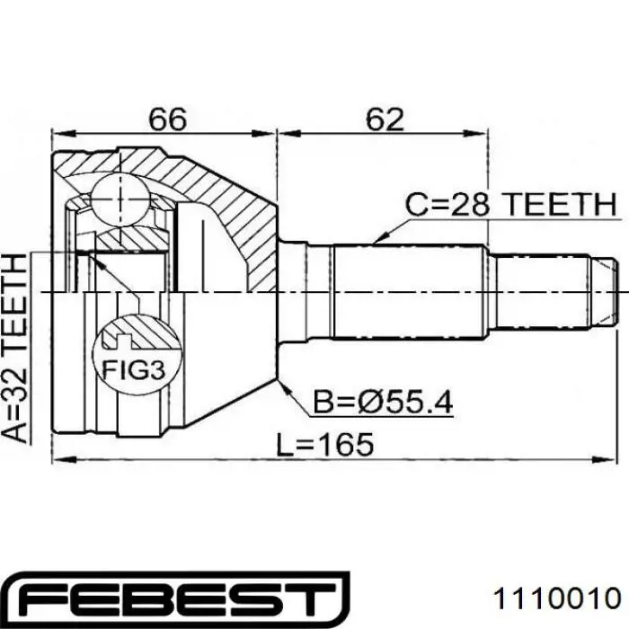 1110-010 Febest junta homocinética exterior delantera