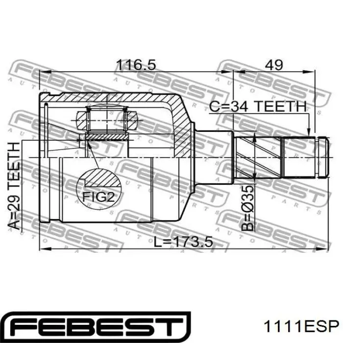 1111-ESP Febest junta homocinética interior delantera