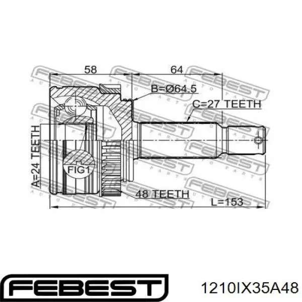 1210-IX35A48 Febest junta homocinética exterior delantera