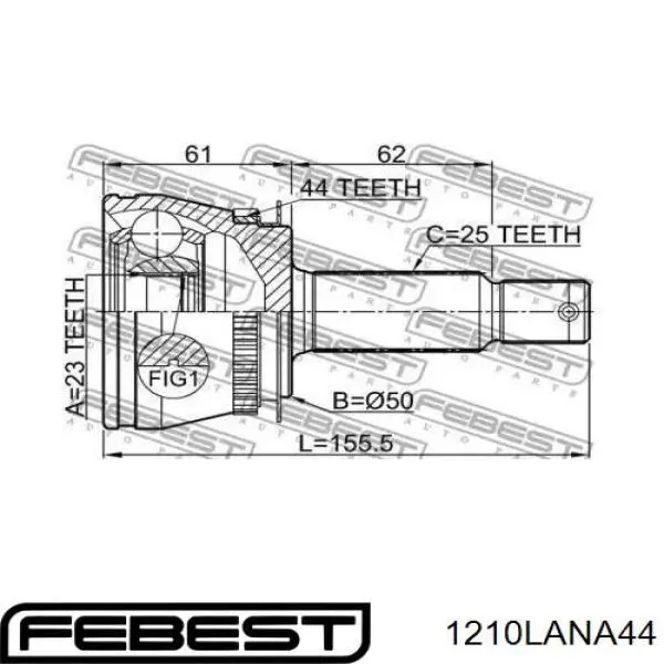 1210-LANA44 Febest junta homocinética exterior delantera