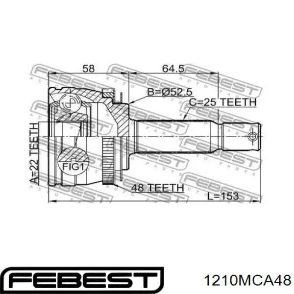 1210-MCA48 Febest junta homocinética exterior delantera