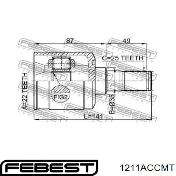 1211-ACCMT Febest junta homocinética interior delantera