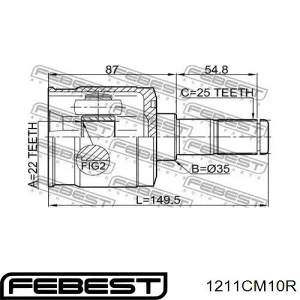 1211CM10R Febest junta homocinética interior trasera