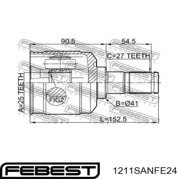  Junta homocinética interior delantera para Hyundai Santa Fe 1 