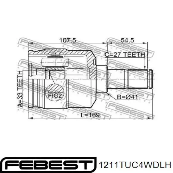 1211TUC4WDLH Febest junta homocinética interior delantera