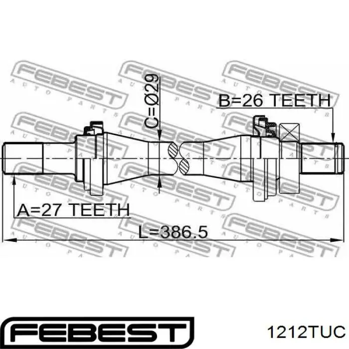 1212-TUC Febest árbol de transmisión delantero derecho