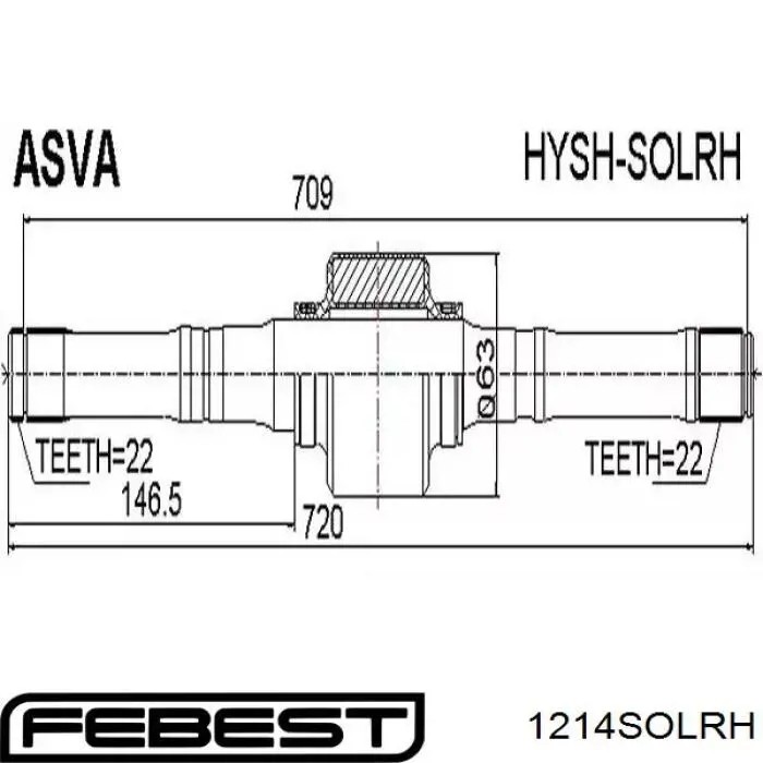 1214-SOLRH Febest árbol de transmisión delantero derecho