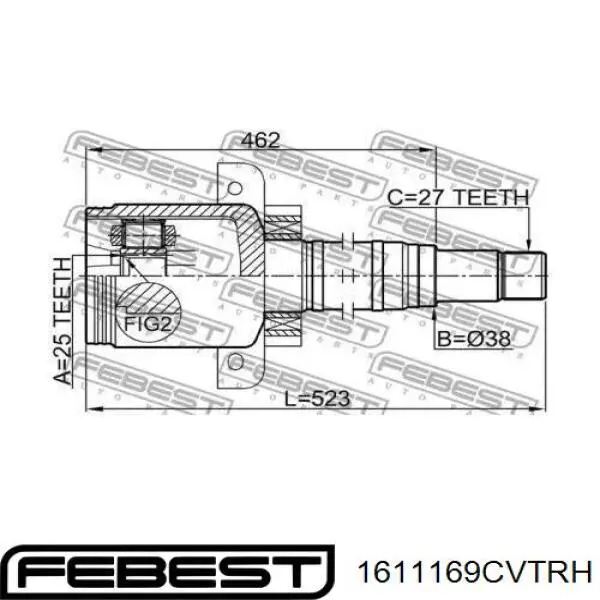 1611-169CVTRH Febest junta homocinética interior delantera derecha