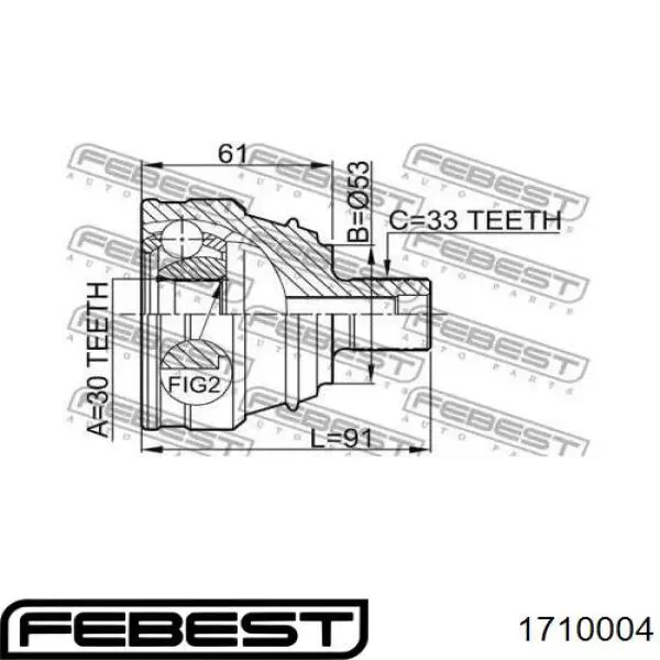 1710004 Febest junta homocinética exterior delantera