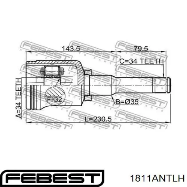 1811-ANTLH Febest junta homocinética interior delantera izquierda