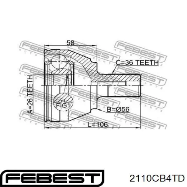 2110-CB4TD Febest junta homocinética exterior delantera derecha