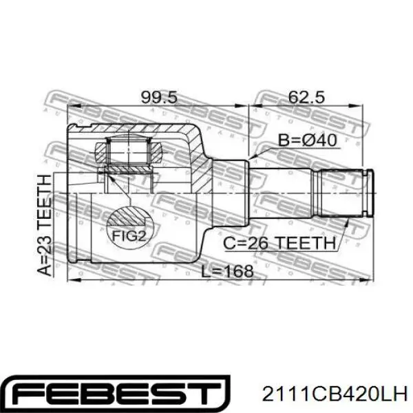 2111CB420LH Febest junta homocinética interior delantera izquierda