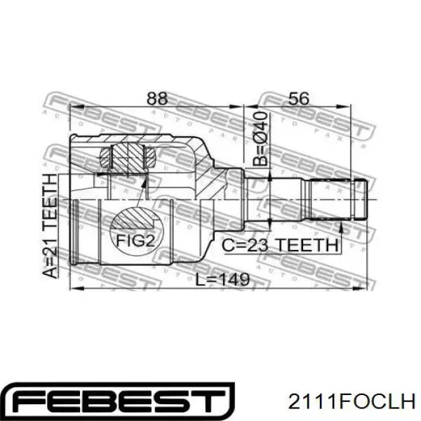 1349162 Ford junta homocinética interior delantera izquierda