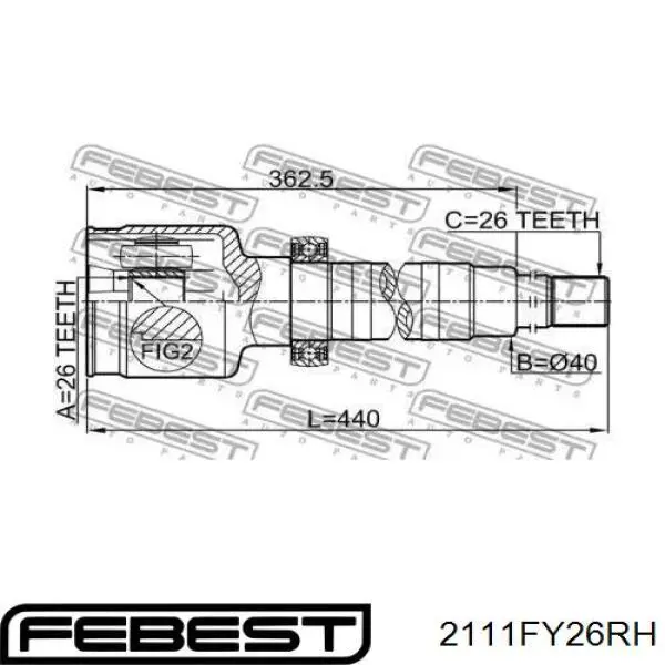 2111-FY26RH Febest junta homocinética interior delantera derecha