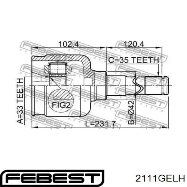 4106379 Ford junta homocinética interior delantera izquierda