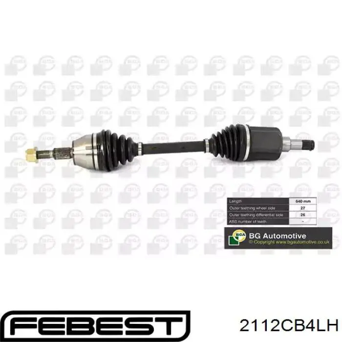 2112-CB4LH Febest árbol de transmisión delantero izquierdo