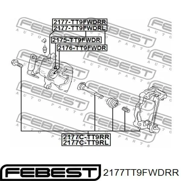 2177-TT9FWDRR Febest pinza de freno trasero derecho