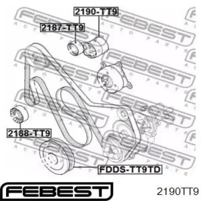 2190-TT9 Febest tensor de correa, correa poli v