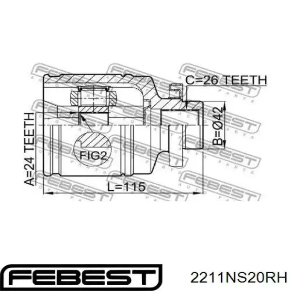 2211NS20RH Febest junta homocinética interior delantera