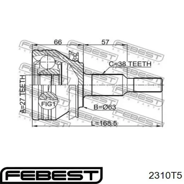 2310T5 Febest junta homocinética exterior delantera