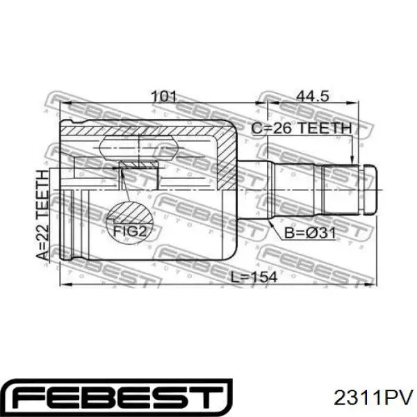 2311-PV Febest junta homocinética interior delantera