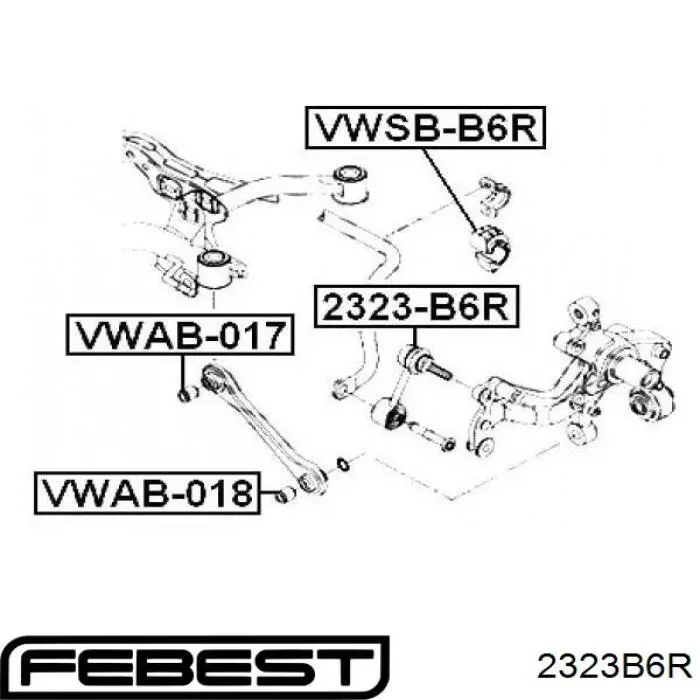 2323-B6R Febest soporte de barra estabilizadora trasera