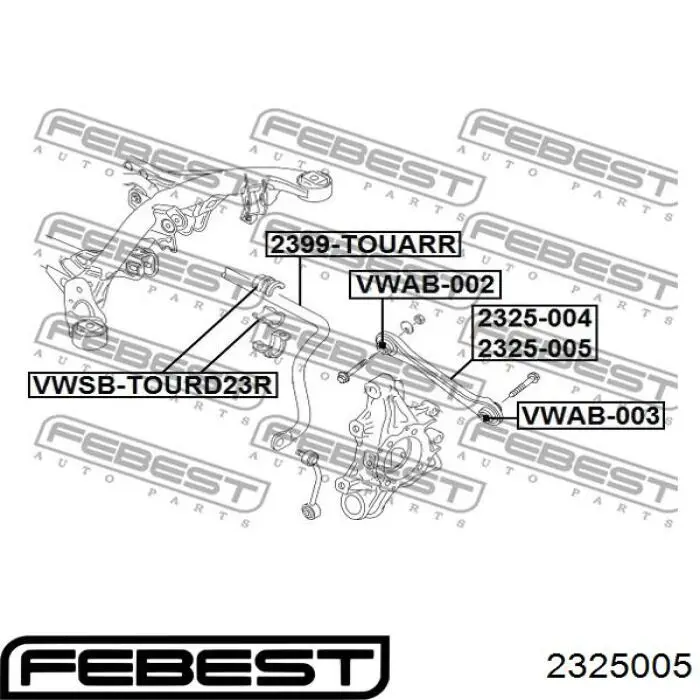 2325-005 Febest barra transversal de suspensión trasera