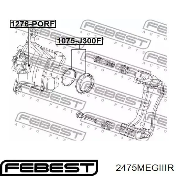 2475-MEGIIIR Febest juego de reparación, pinza de freno trasero