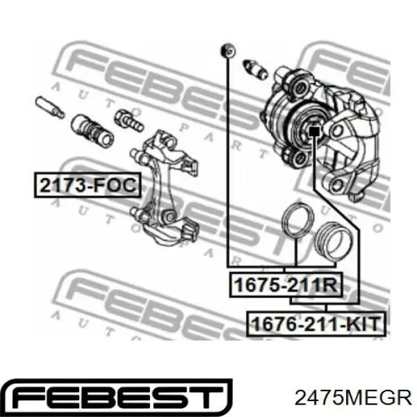 2475-MEGR Febest pinza de freno trasero derecho