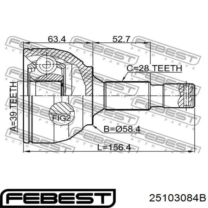 2510-3084B Febest junta homocinética exterior delantera