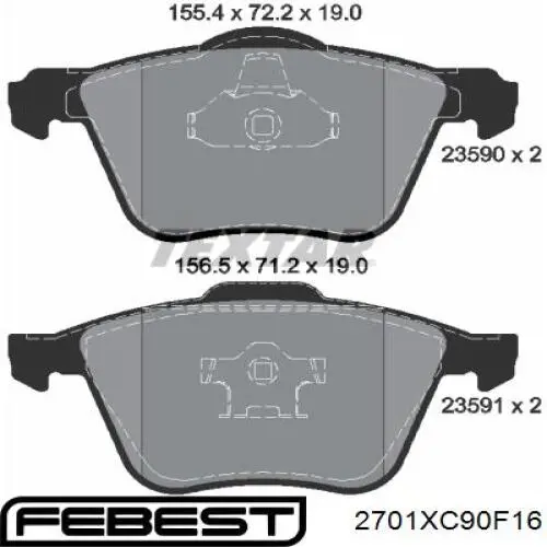 2701XC90F16 Febest pastillas de freno delanteras