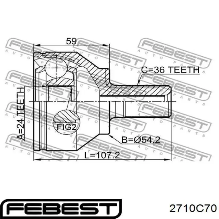 2710C70 Febest junta homocinética exterior delantera