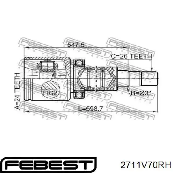  Junta homocinética interior delantera derecha para Volvo S40 2 