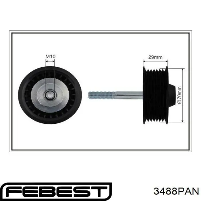 3488-PAN Febest polea inversión / guía, correa poli v