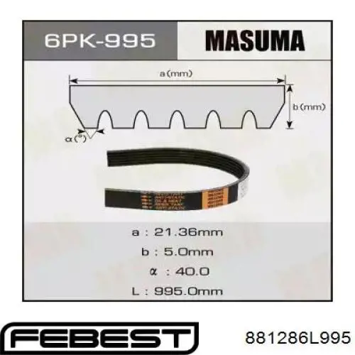 88128-6L995 Febest correa trapezoidal