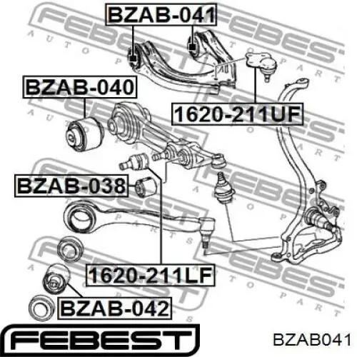 BZAB041 Febest silentblock de brazo de suspensión delantero superior