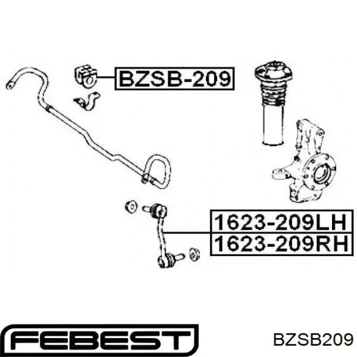 BZSB-209 Febest casquillo de barra estabilizadora delantera