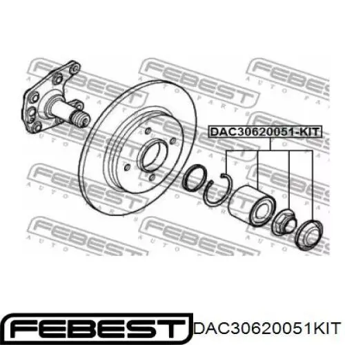 DAC30620051KIT Febest cojinete de rueda trasero