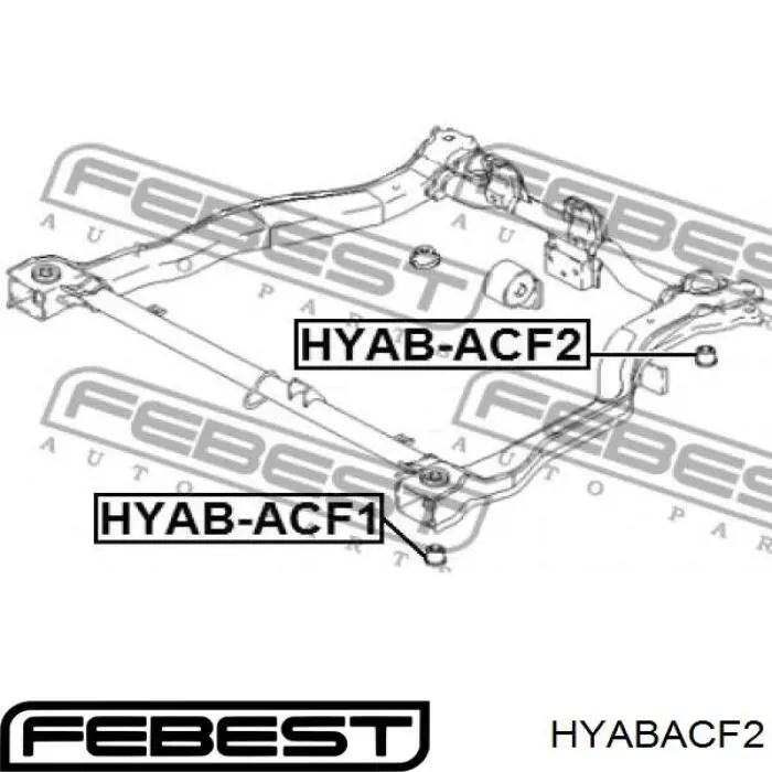 HYABACF2 Febest bloqueo silencioso (almohada De La Viga Delantera (Bastidor Auxiliar))