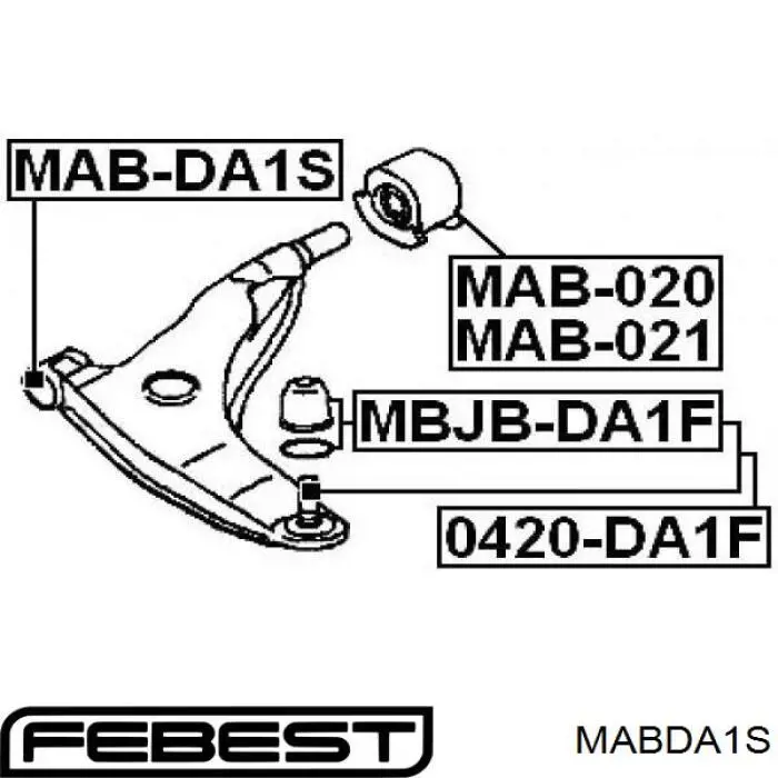 MAB-DA1S Febest silentblock de suspensión delantero inferior