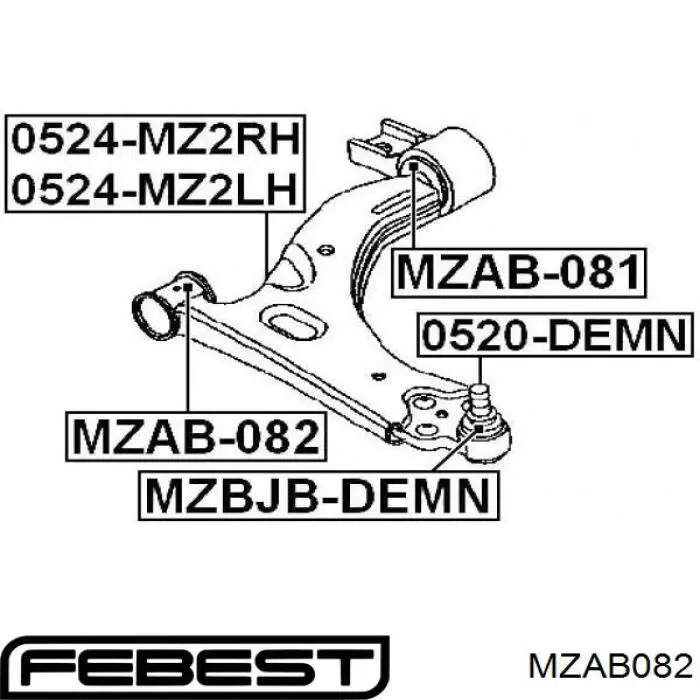 MZAB-082 Febest silentblock de suspensión delantero inferior