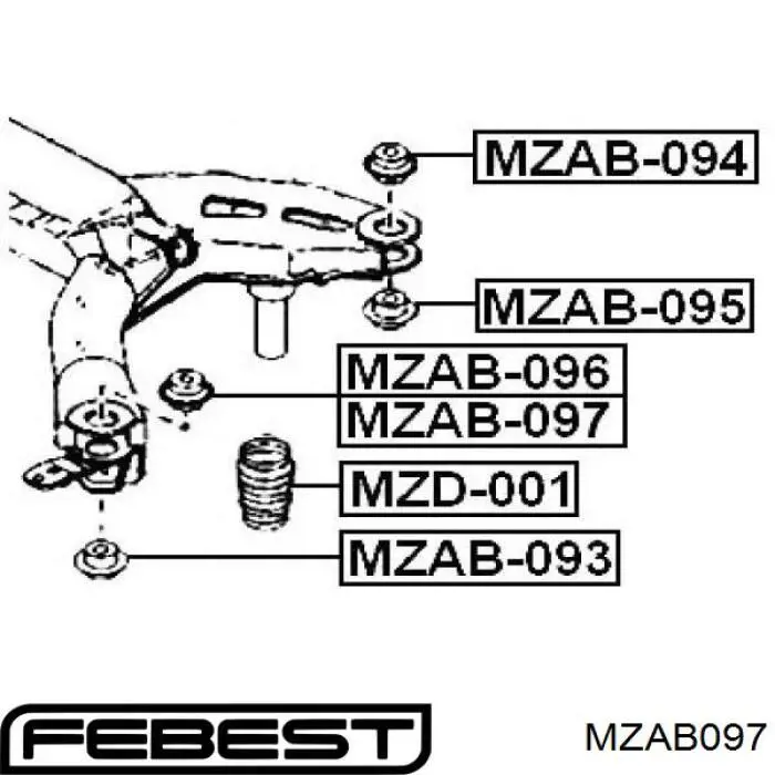 MZAB097 Febest suspensión, cuerpo del eje trasero