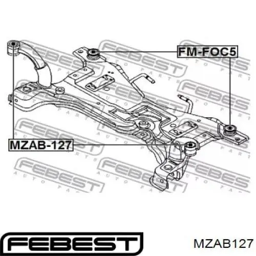 MZAB127 Febest bloqueo silencioso (almohada De La Viga Delantera (Bastidor Auxiliar))